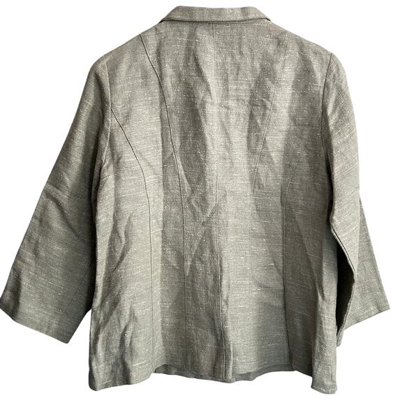 Eileen Fisher Linen Silk Blazer M Sage Green Jacket Coastal Boho Lagenlook - Picture 2 of 7